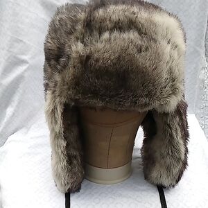 Mountain Lake Fur Aviator Hat - Brown and Gray